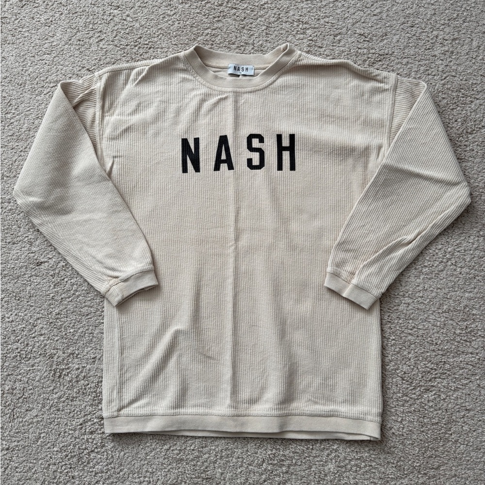 Ash Beige Ribbed Long Sleeve with NASH Print